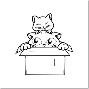 cats in boxes Posters and Art